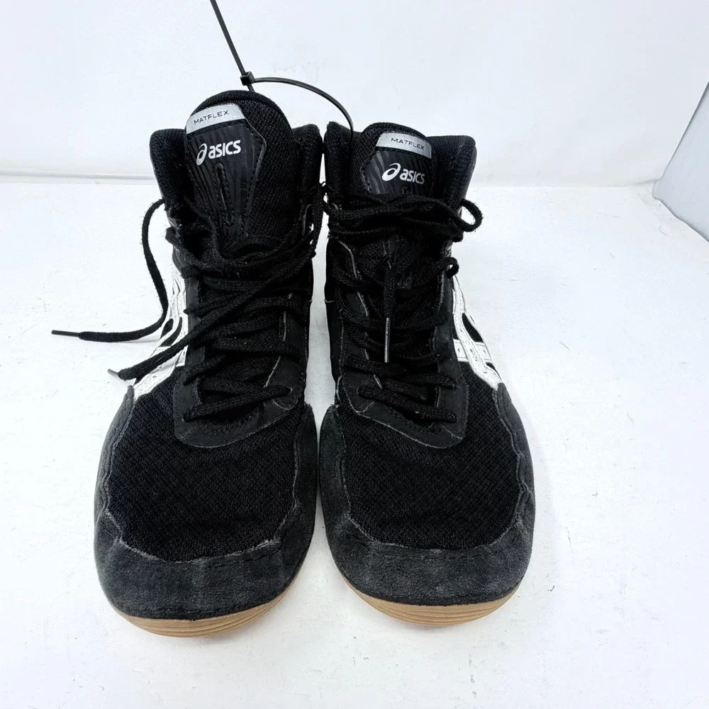 ASICS Matflex 6 Wrestling Shoes Mens 8.5 Black White 1081A051 High Top Sneakers